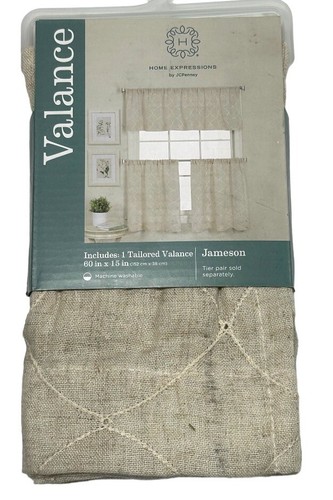 Linen Kitchen Curtains Beige Home Expressions JCPenney NWT 1 Valance 60 ...