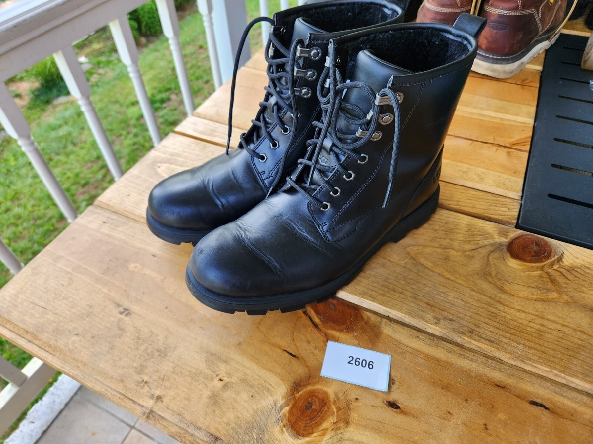 Mens UGG KIRKSON BLACK WATERPROOF LEATHER SHEEPWOOL BOOTS Sz  display picture 3