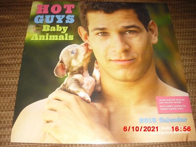 Hot Guys and Baby Animals  2019 Calendar. NEW & SEALED. free Priority MAIL.
