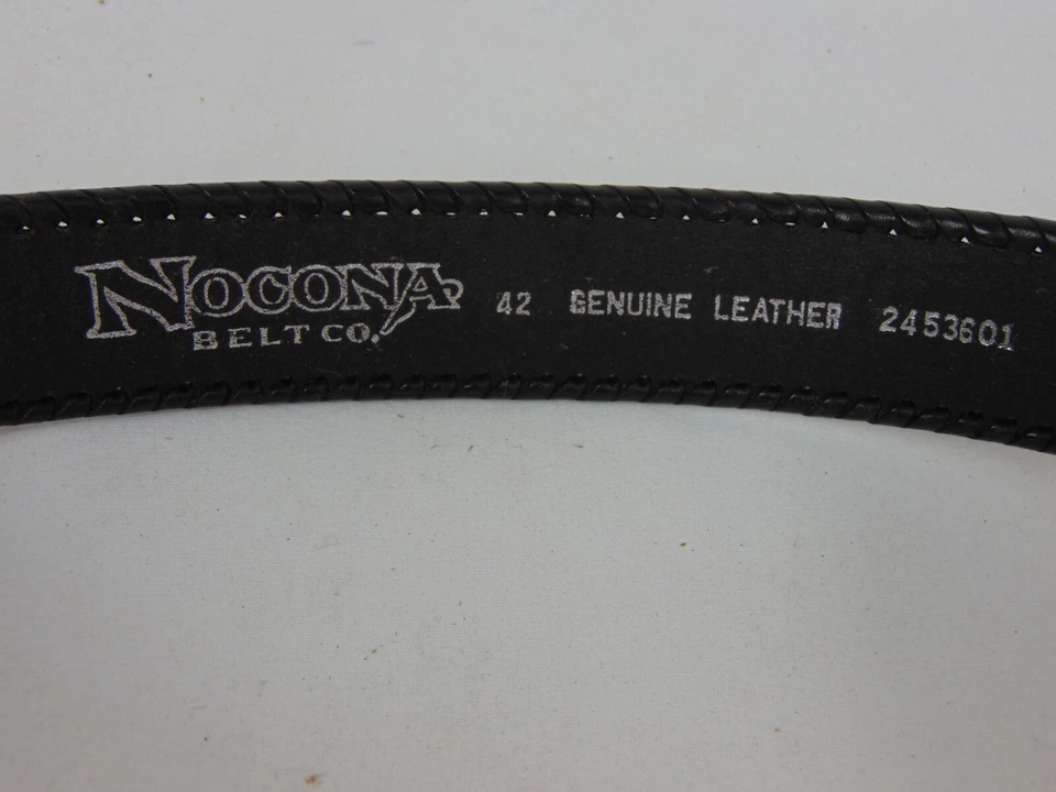 NOCONA BELT CO. HOMBRE WESTERN NEGRO 2453601 TALLA 42 TONO PLATA HEBILLA CUERO Foto 2 de 4