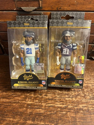 Lot of 2: Funko Gold NFL Cowboys - Ezekiel Elliott 5" *CHASE* + White Shirt New!