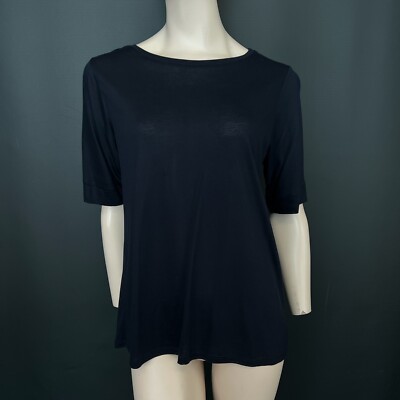 Stockh lm Navy Half Sleeve T-Shirt Size M | Minimalist Scandi Basic Tunic Top