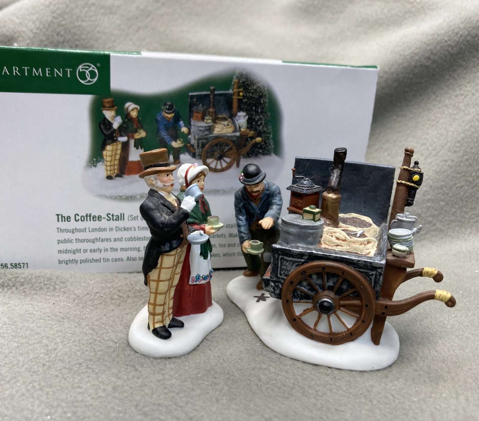 Dept 56 Dickens Village 2003 THE COFFEE STALL 2pc 58571 The Coffee