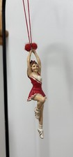 Cheerleader Ornament with Pom Poms Red