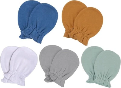 5 Paar 100 % GOTS Bio-Baumwolle Baby Fäustlinge Neugeborene, Baby Handschuhe 0-6 Monate UK