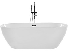 Stilvolle Acryl Badewanne oval freistehend weiß mit Überlauf 150 x 75 cm Nevis