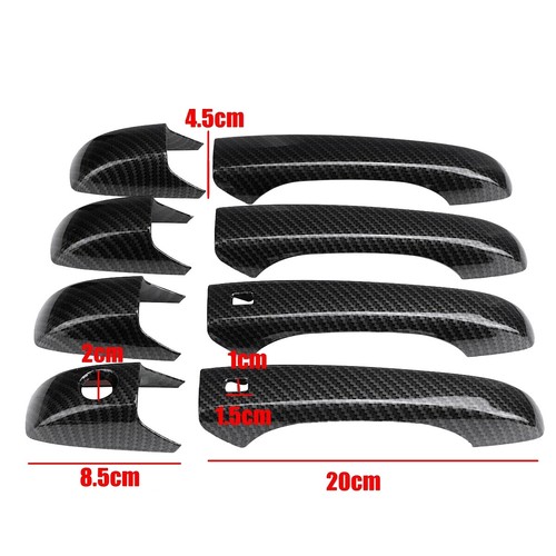Carbon Fiber Mirror Cover Caps +Door Handle Covers For Jeep Grand Cherokee 11-20 - Picture 8 of 9