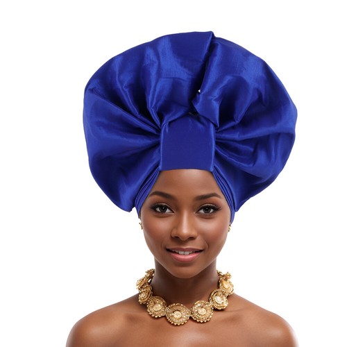 Berretto hijab donna africano Aso Oke cravatta automatica gel nigeriano cappello da sposa fascia per la testa - Foto 37 di 44