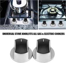 EVTSCAN 2pcs Universal Gas Stove Cooker Part Control Knobs Replacement Metal