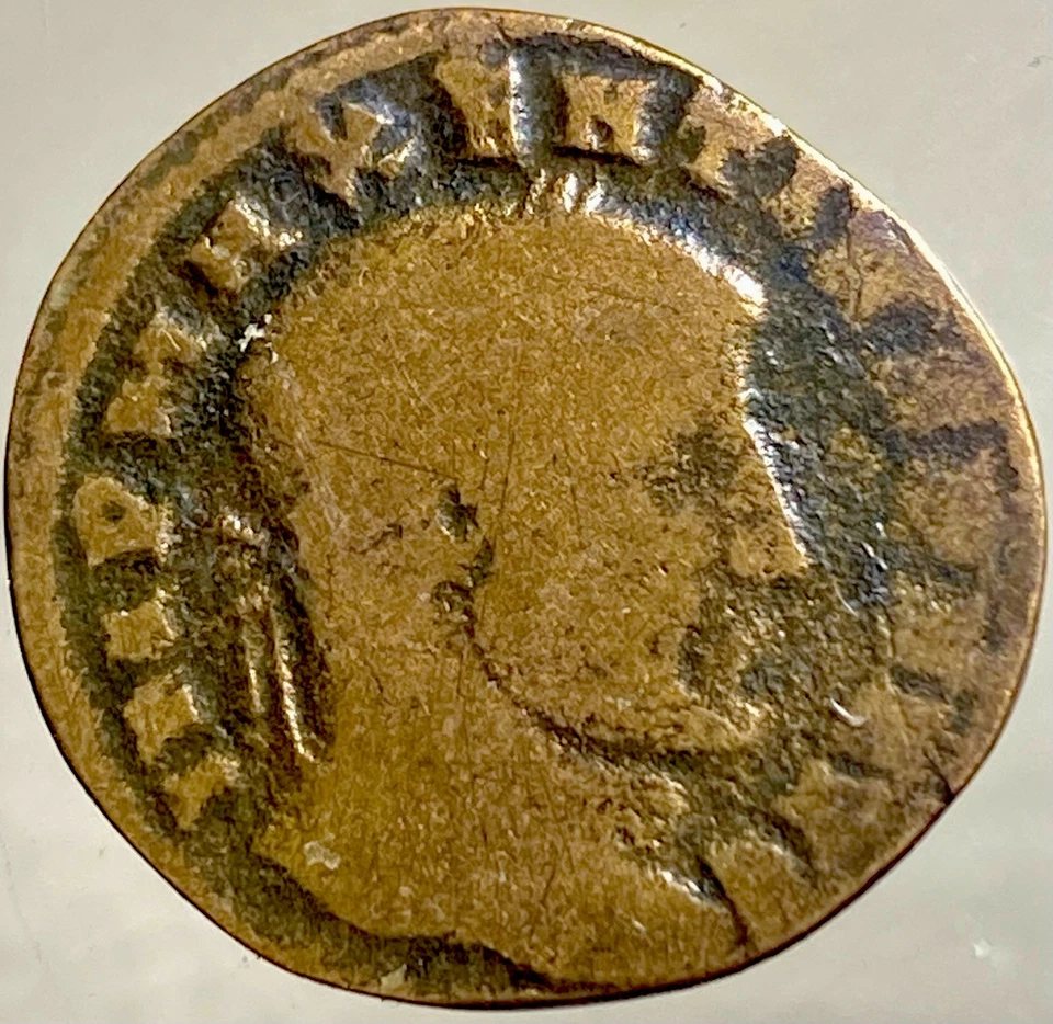 Antigua moneda romana emperador Majencio 306-312 dC Roma en templo genuino conservado Foto 2 de 4