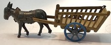German Tin Penny Toy Mule Donkey pulling cart wagon Meier 