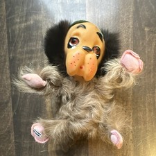 Made in Japan Vintage Monkey Plush Stuffed Animal Plastic Face 1960 MPN 68-1