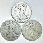 90% SILVER Walking Liberty Half Dollars 1918 PDS Set Cull Lot of 3 Coins