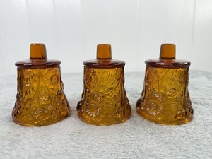 Vtg Home Interiors HOMCO Amber Daisy Votive Cup Sconce Candle Holder Lot Of 3