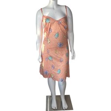 Vintage Fredericks of Hollywood Peach Floral Criss Cross Back Nightgown plus 22