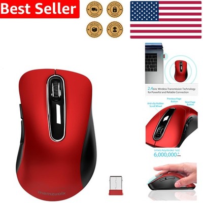 Ergonomic Wireless Mouse Red 5 Buttons 1400 DPI Portable Optical Computer