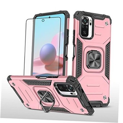 Asuwish Phone Case for Xiaomi Redmi Note 10/10S 4G with Tempered Glass Rosegold