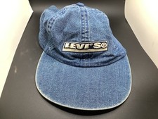 Vintage 90  s LEVI  S Strauss Blue Denim Hat Spell -Out Adjustable Cap Rare