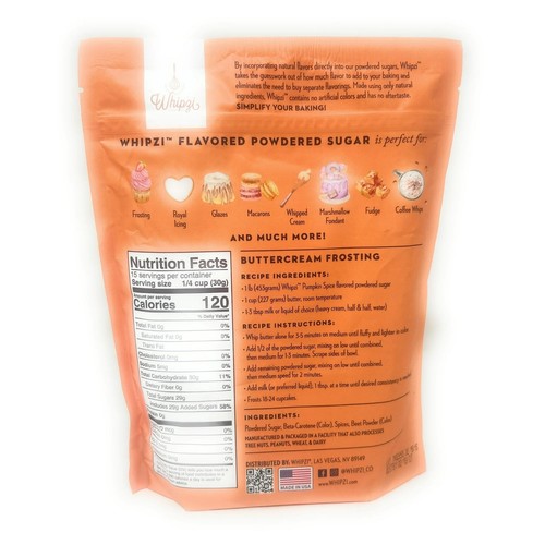 Whipzi Pumpkin Spice aromatisierter Puderzucker 16 Unzen Beutel (4er Pack) - Bild 5 von 6