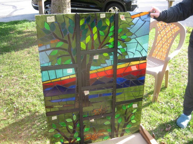 massive stained glass capel window 33 inches by 47 inches from green bay church