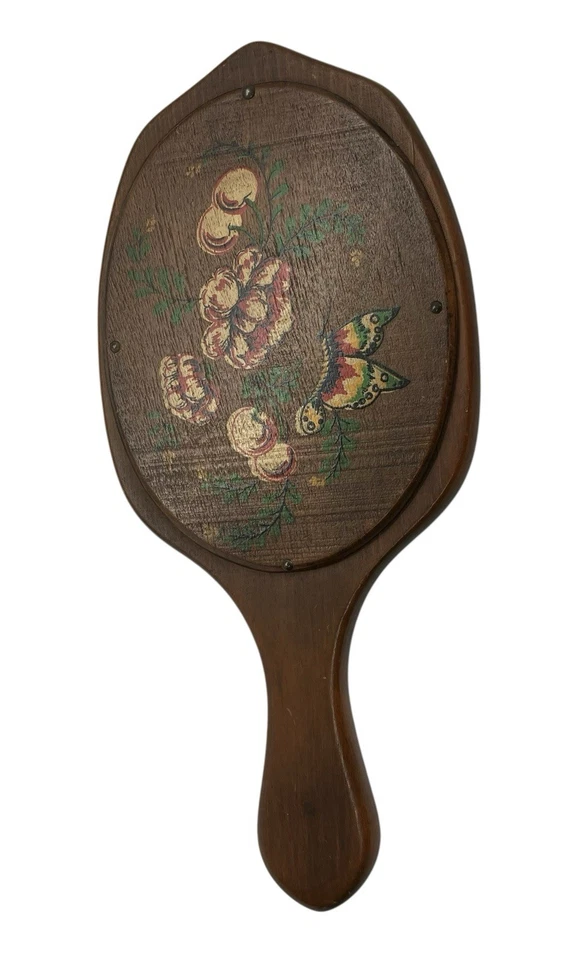 Espejo de mano vintage de madera pintado a mano Cottagecore Shabby Chic mariposa Foto 4 de 4