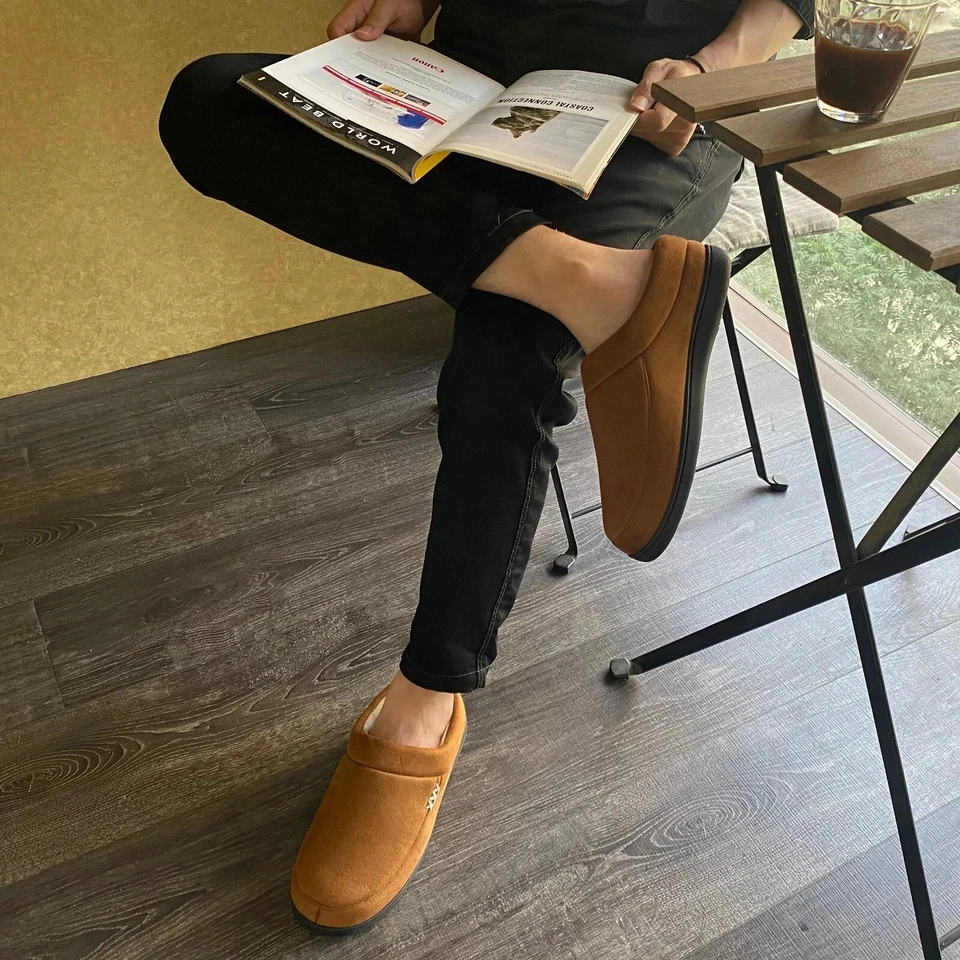 Zapatillas cómodas de piel sintética suaves para hombre de espuma viscoelástica para interiores y exteriores Foto 4 de 4