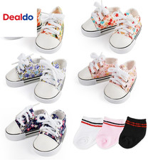 18 Inch Baby Doll Shoes Sets with Socks for Dolls, 5 Pairs of Dolls Canvas Shoes