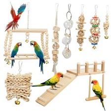 10 Pcs Parrot Swing Toys and Bird Perches Platform with Climbing Ladder