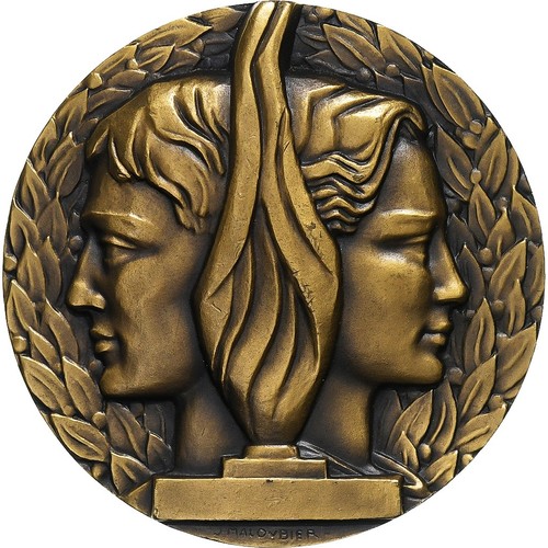 Médaille Française Haut Commissariat à La Jeunesse & Aux Sports Par Maloubier - Bronze - XXe Siècle