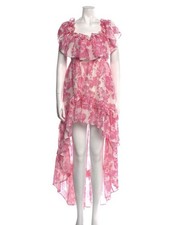 LoveShackFancy Alexia High Low Ruffle Silk Cotton Pink White Floral Dress With P