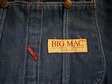 Vintage Big Mac Mens Denim Bib Carpenter Overalls Jeans Work Wear 42x30 USA Made