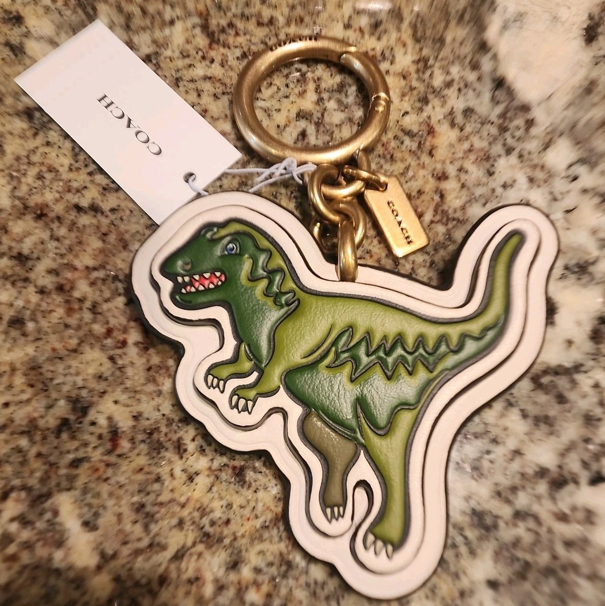 COACH SALE REXY Bag  Charm♪ COACH REXY BAG CHARM W/ SIGNATURE CANVAS BRASS/CHALK/GREEN