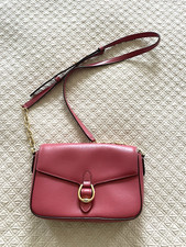 Lauren Ralph Lauren Cross Body Mauve Pink Genuine Leather Logo Gold Buckle Small