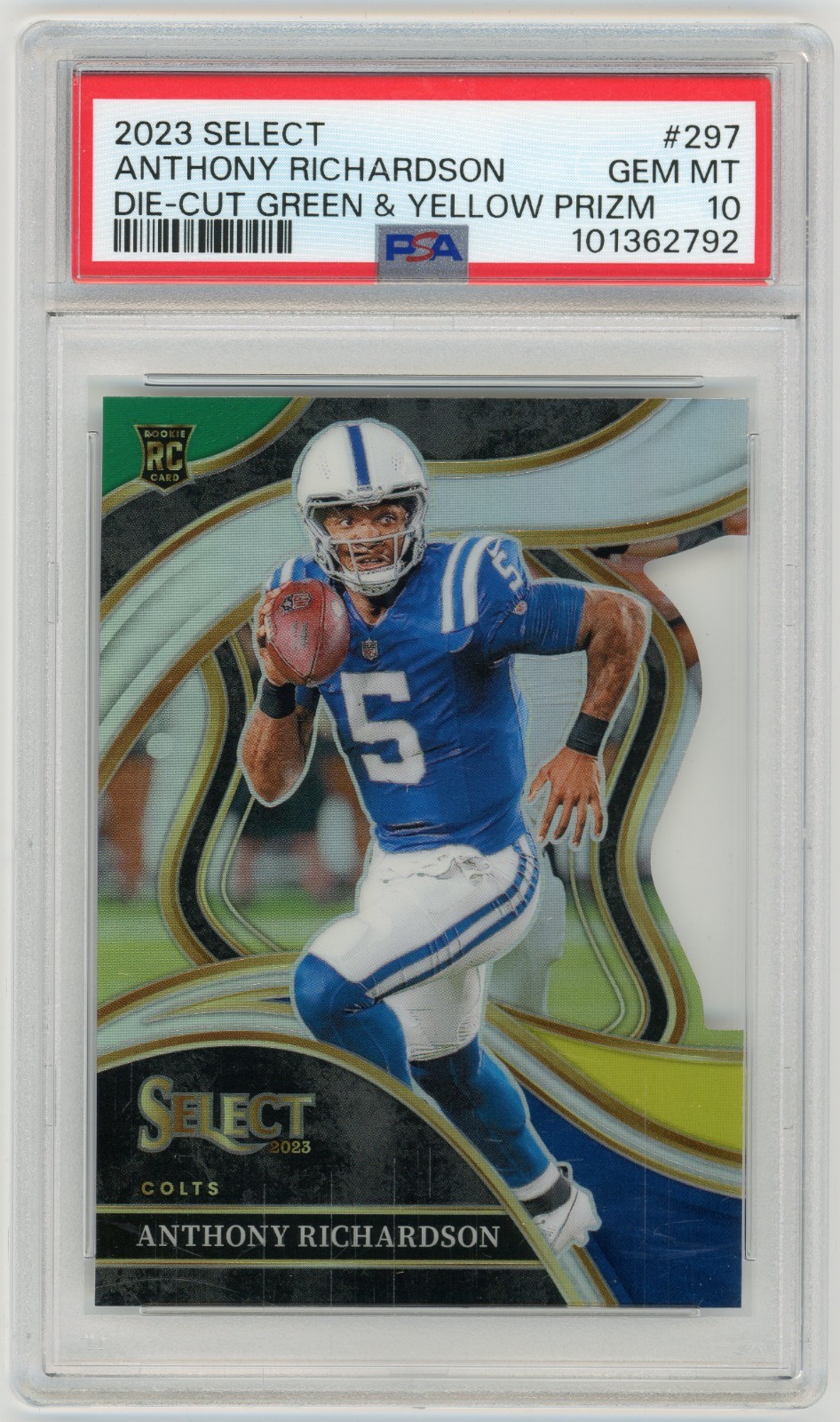 ANTHONY RICHARDSON 2023 Panini Select Green Yellow Die Cut Rc #297 PSA 10