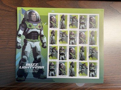 Buzz Lightyear Forever Stamps - Full Pane of 20 MNH 2022 Disney Pixar
