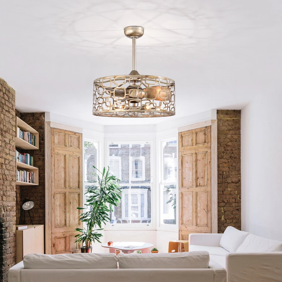 Lámpara de techo Anistara moderna de latón rústico de 6 luces plateada-dorada Foto 3 de 4