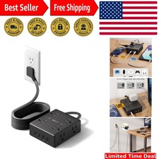 Multi-Outlet 10Ft Flat Plug Power Strip with 8 AC Outlets  USB Charging Ports