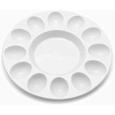 Deviled egg tray - ceramic white porcelain 12 cup egg serving tray cat