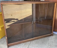 Wooden display Shelve Cabinet with Sliding Glass Doors Storage Cupboard