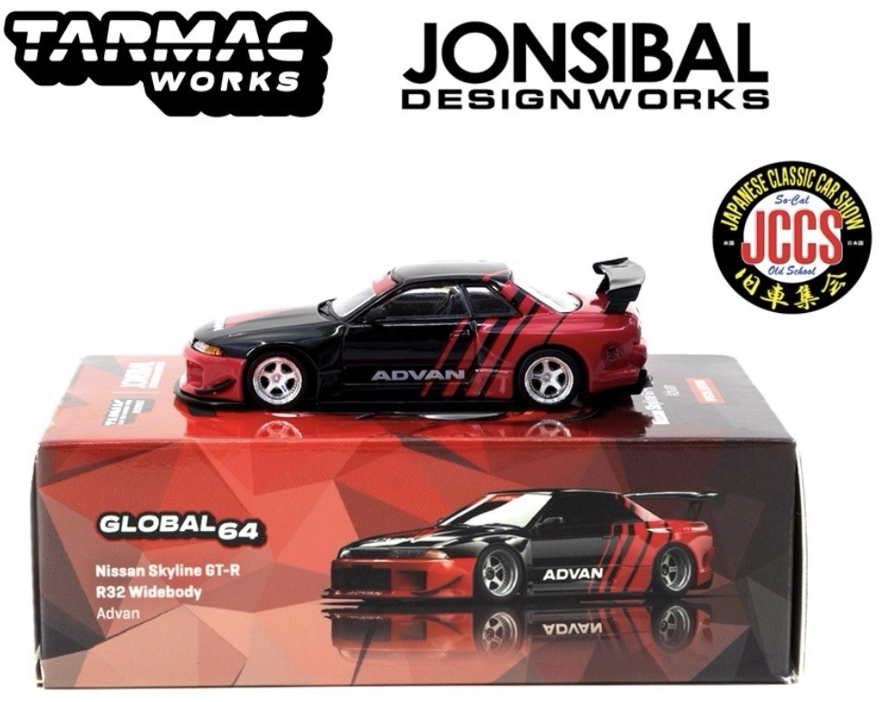 TARMAC WORKS JCCS NISSAN SKYLINE GTR R32 WIDEBODY ADVAN GLOBAL64