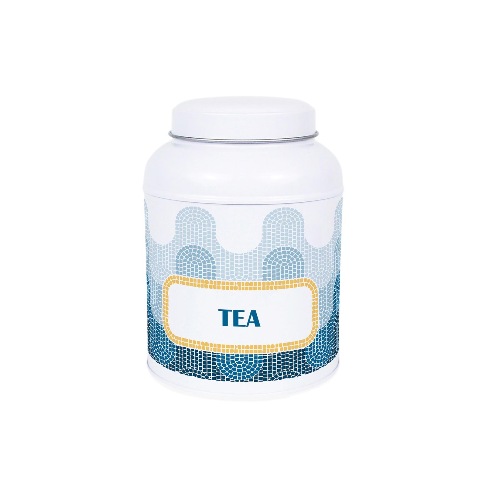 Mosaic Waves Tea Canister - Small Domed Lid Kitchen Storage Tin Gift