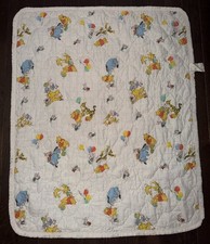 VTG 70s 80s Winnie The Pooh Hundred Acre Woods Quilted Baby Crib Blanket Sears
