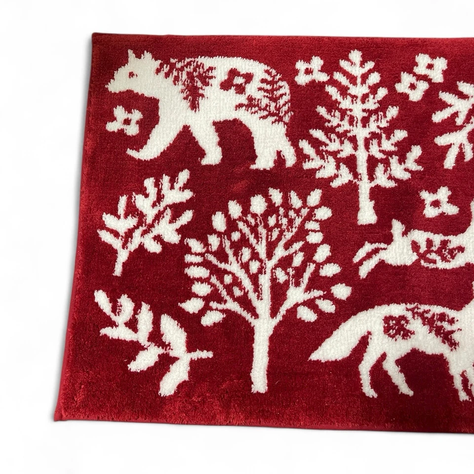 "Juego de alfombras de baño de renos de Navidad Martha Stewart 2 piezas rojas 20x32"" decoración navideña" Foto 3 de 4