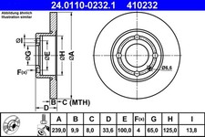 2x Bremsscheibe ATE 24.0110-0232.1 für AROSA SEAT VW POLO 6N1 6V2 CLASSIC 6N2 3