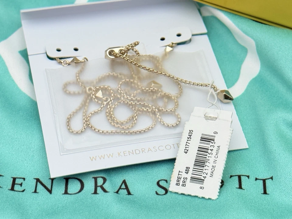 Kendra Scott Brett Collar Colgante Ajustable Latón Azul Aqua Apatita Foto 4 de 4