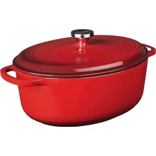 Lodge 7qt Oval Dutch Oven Red Enamel
