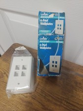 4 pk Leviton Almond 1-Gang Quickport Flush Mount 4-Port Wallplate Cover 41080-4A