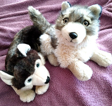 Two Husky Dog Soft Toys Plush Husky Wolf Dogs