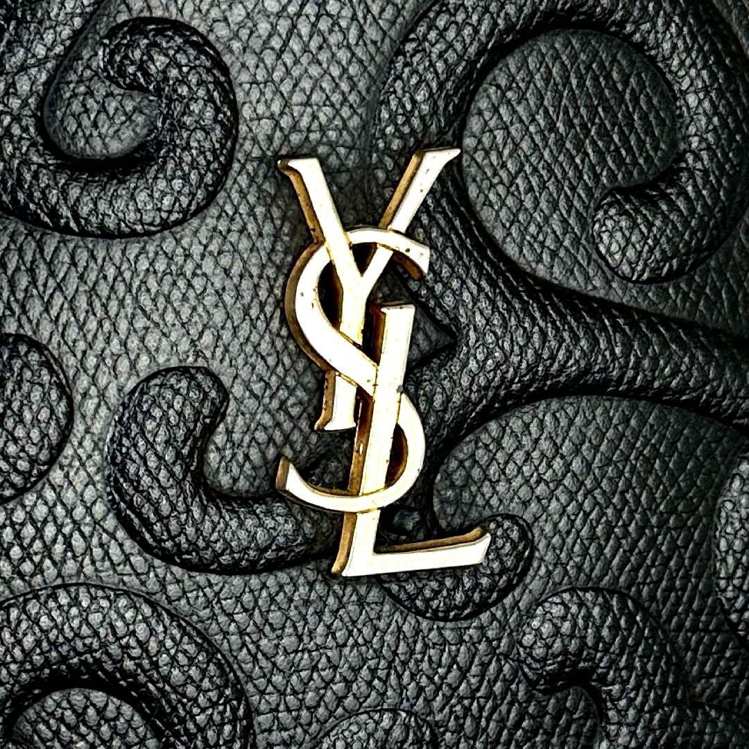Borsa a tracolla Yves Saint Laurent YSL logo tote bag borsetta pelle nera originale vintage