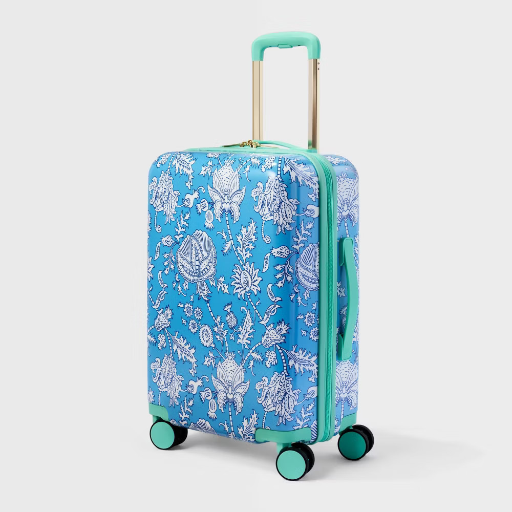 Floral Vines Hardside Spinner Carry On Suitcase Blue - Rolle